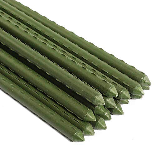 Mr Garden Sturdy Steel Garden Stakes 5-Ft Plastic Coated Plant Stakes 10Packs for Climbing Plants